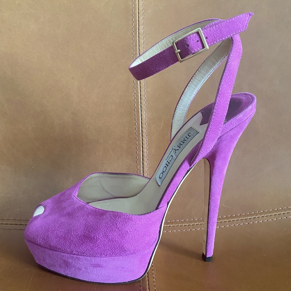 Jimmy Choo Lola Orchid Suede Sandals